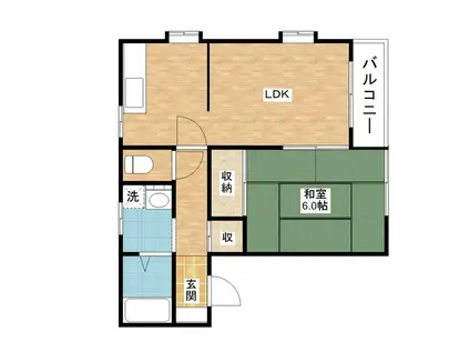 KONANハイツ(1LDK/1階)の間取り写真
