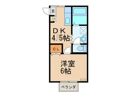 イーストヒル(1DK/1階)の間取り写真