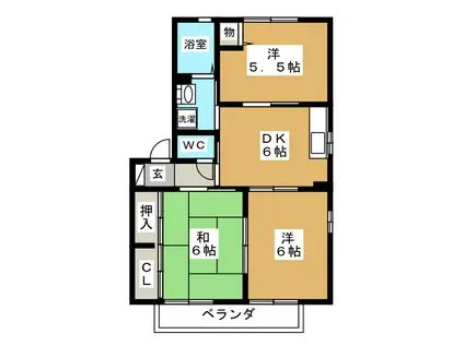 ヴァリュージュ ハイム D(3K/2階)の間取り写真