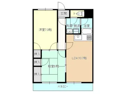 ハイコンスI(2LDK/4階)の間取り写真