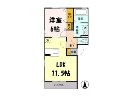 ロイヤルヒル共栄Ⅰ(1LDK/2階)の間取り写真
