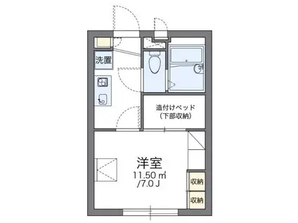 レオパレスDUEFUDA(1K/2階)の間取り写真