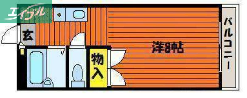 リベールB(1K/2階)の間取り写真