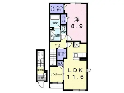 クレストールIII A(1LDK/2階)の間取り写真