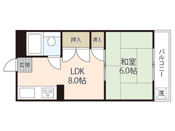BAUHAUS南千田町(1LDK/1階)の間取り写真