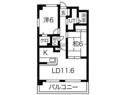ガーデンイースト荒子(2LDK/4階)の間取り写真