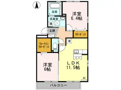 アルブル・ブランシュ(2LDK/3階)の間取り写真