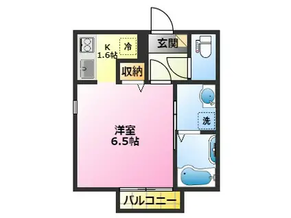 レイドバック武蔵小杉(1K/2階)の間取り写真