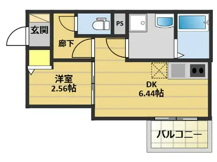中央区伊崎C棟(1DK/2階)の間取り写真