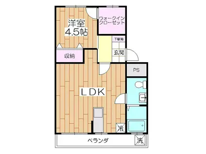 サンアールタニツカA棟(1LDK/2階)の間取り写真