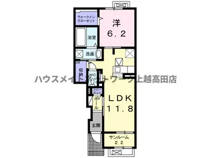 ロンベルジュ III(1LDK/1階)の間取り写真