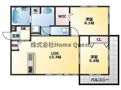 スプランデュール高井田(2LDK/3階)の間取り写真