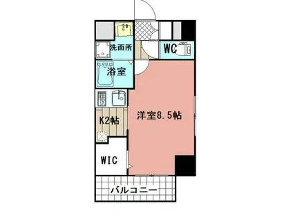 グレンフォレスト到津(1K/9階)の間取り写真