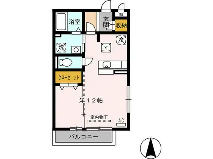 セジュール北島(ワンルーム/1階)の間取り写真
