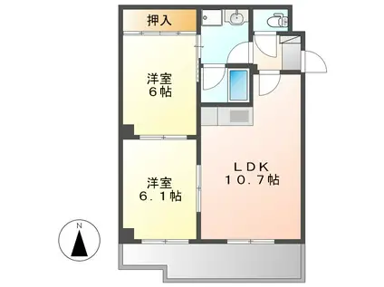 K-コート観月(2LDK/1階)の間取り写真