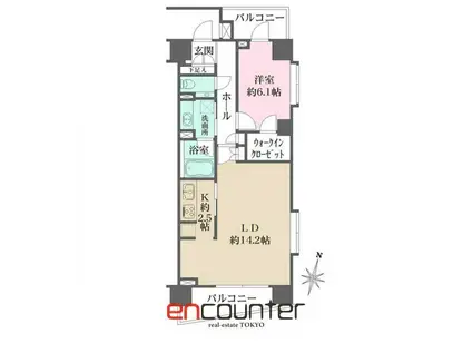 グルックハイム紀尾井町(1LDK/6階)の間取り写真
