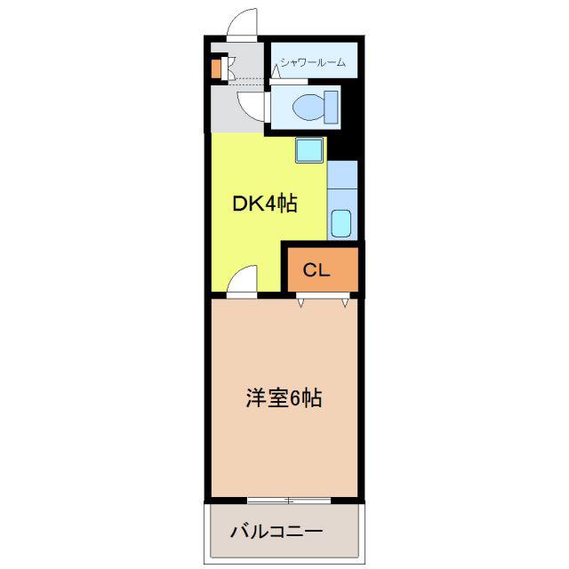 第三幸楽ビル(1DK/4階)の間取り写真