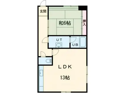 コーポわかやま(1LDK/2階)の間取り写真