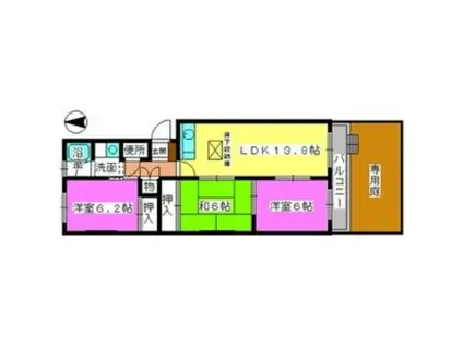 サンハイツやひろ(3LDK/1階)の間取り写真