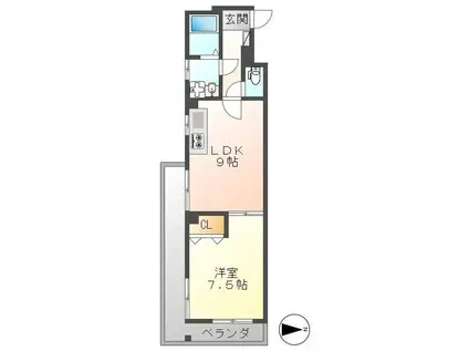 クレール池谷(1LDK/4階)の間取り写真