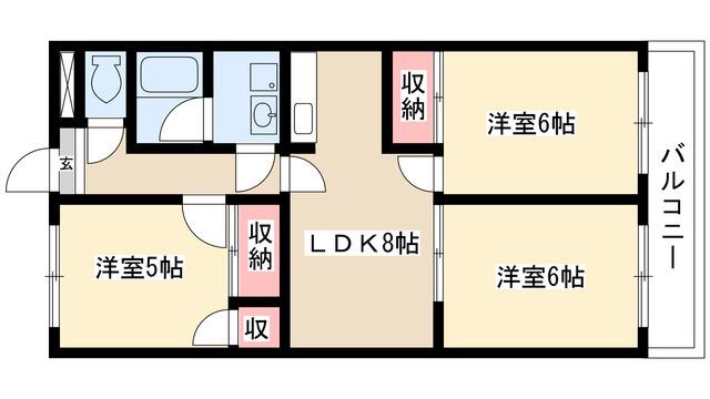 メゾンローゼ(3LDK/1階)の間取り写真