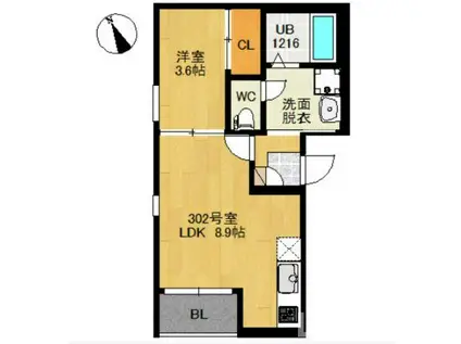 REGALEST シャルマンK(1LDK/1階)の間取り写真