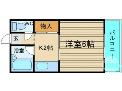 南風マンション(1K/2階)の間取り写真