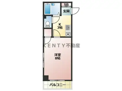 39BLD.A(1K/3階)の間取り写真