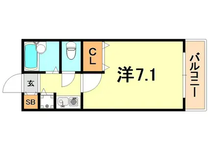 シャトラン弓木弐番館(1K/4階)の間取り写真