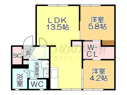 ディアスK(2LDK/1階)の間取り写真