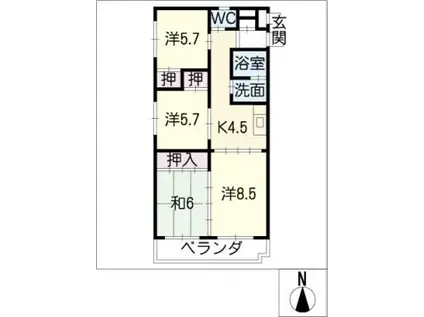 ベルパレス(4K/3階)の間取り写真