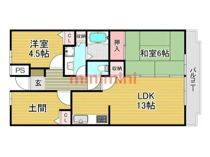 エクセラージュ茨木南(3LDK/7階)の間取り写真