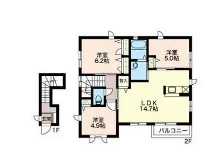 エクセルハイツ(3LDK/2階)の間取り写真