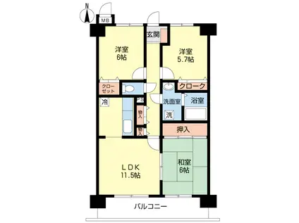ラ・ファール(3LDK/4階)の間取り写真