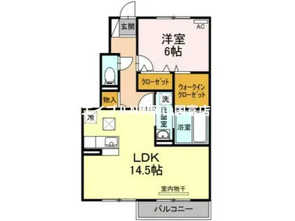 プランドールB棟(1LDK/1階)の間取り写真