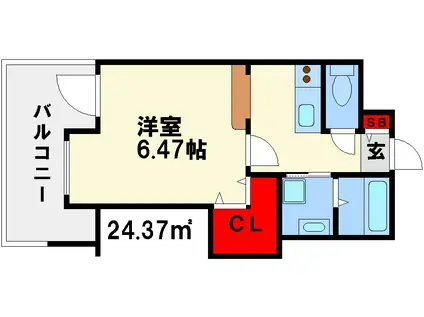 アイビースクエア(1K/13階)の間取り写真