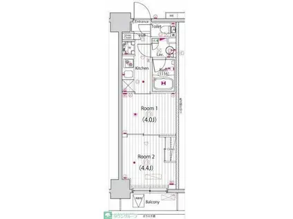 ガーラ・ステーション川崎平間(2K/4階)の間取り写真