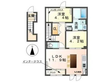 北久原アパート(2LDK/2階)の間取り写真