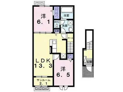 カインドハウスIV(2LDK/2階)の間取り写真