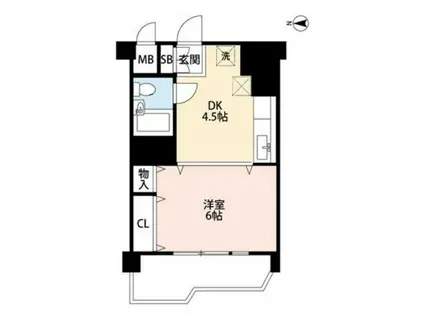 ジェントリー963(1DK/3階)の間取り写真