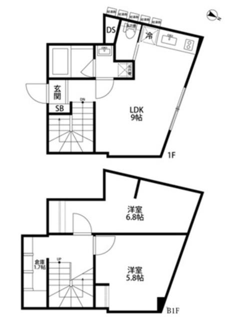 オークレスト下目黒(2LDK/B1階)の間取り写真