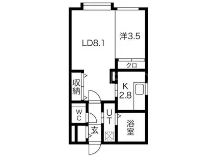 CASVAL平岸(1LDK/2階)の間取り写真