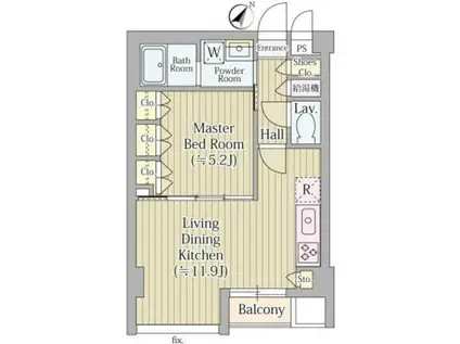 ヴァロータ氷川台(1LDK/2階)の間取り写真