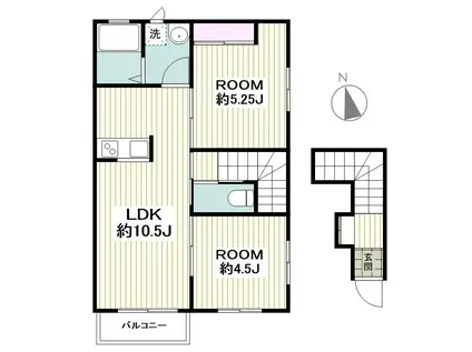 ラルジュ湘南台A棟(2LDK/2階)の間取り写真