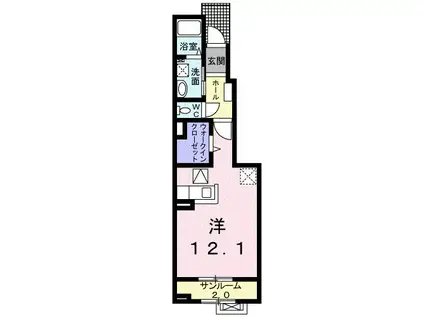 エバーグリーン月見(ワンルーム/1階)の間取り写真