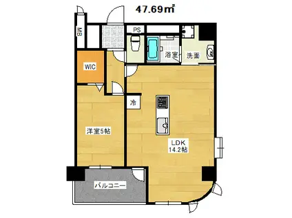 新神戸ヴィータ(1LDK/4階)の間取り写真