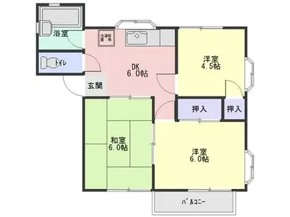 三幸ハイツ2号(3DK/2階)の間取り写真