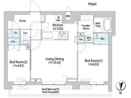 ネウボーノ菊川II(2LDK/7階)の間取り写真