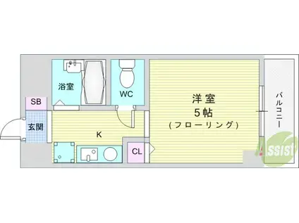 ヴァローレ庄本(1K/2階)の間取り写真