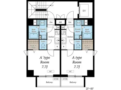 リブリ・PLATINUM(1K/4階)の間取り写真